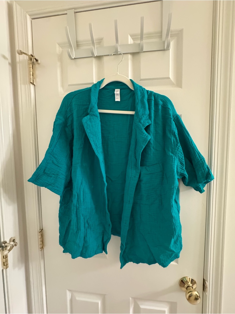 Stars Above Teal Short-Sleeve Button-Down Shirt - Picture 2 of 4